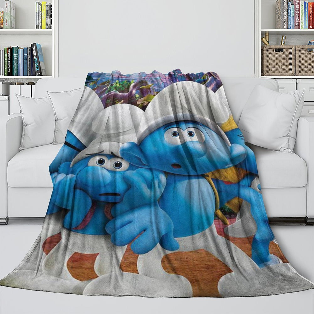 The Smurfs Blanket Flannel Throw Room Decoration (Online Order Only)