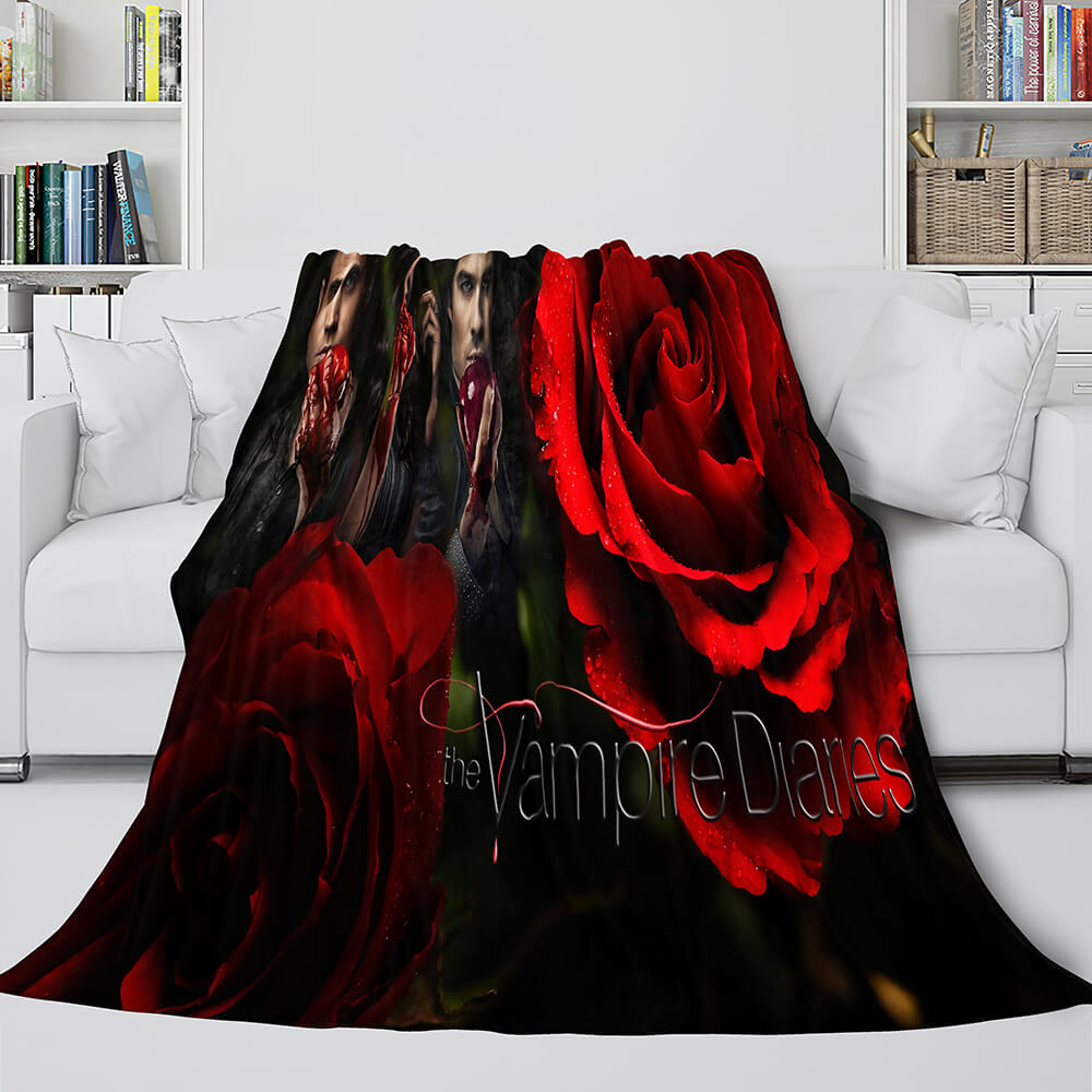 The Vampire Diaries Red Rose Cosplay Flannel Blanket Throw Bedding Sets (Online Order Only)