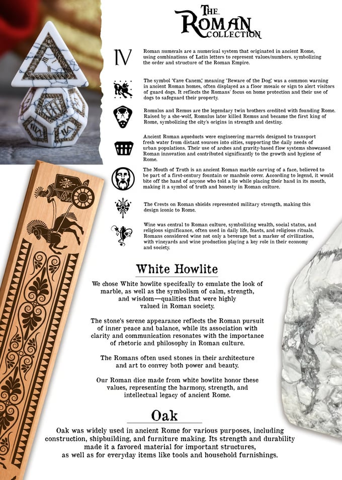 Pre-Order || Roman White Howlite Stone Dice Set