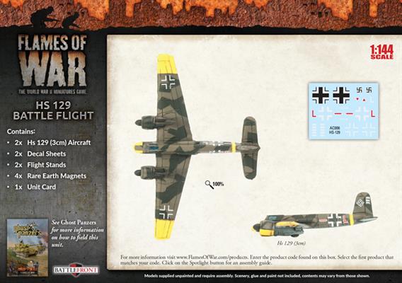 Flames of War: German HS 129 Battle Flight (Mid War) (ONLINE ORDER ONLY)