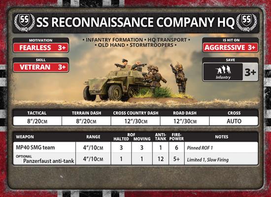 Flames of War: German Armoured SS Reconaissance Company HQ (Late War) (ONLINE ORDER ONLY)