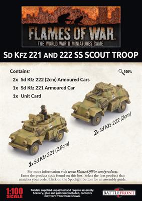 Flames of War: German SD KFZ 221 and 222 SS Scout Troop (Late War) (ONLINE ORDER ONLY)