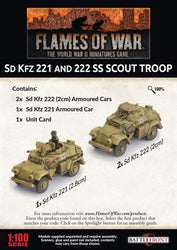 Flames of War: German SD KFZ 221 and 222 SS Scout Troop (Late War) (ONLINE ORDER ONLY)
