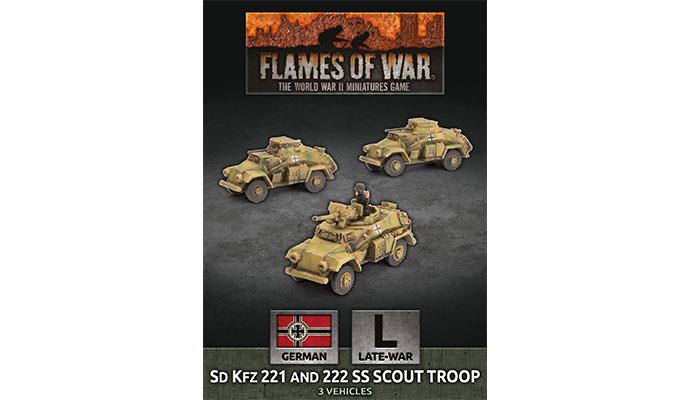 Flames of War: German SD KFZ 221 and 222 SS Scout Troop (Late War) (ONLINE ORDER ONLY)