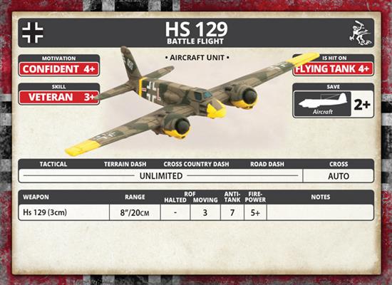 Flames of War: German HS 129 Battle Flight (Mid War) (ONLINE ORDER ONLY)