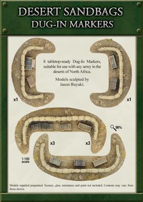 Flames of War: Desert Sandbags - Dug In Markers (ONLINE ORDER ONLY)