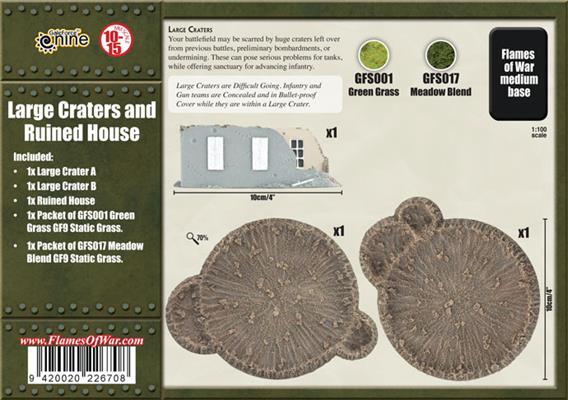 Flames of War: Large Craters and Ruined House (ONLINE ORDER ONLY)