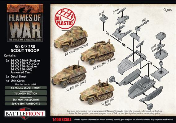 Flames of War: German SD KFZ 250 Scout Troop (Late War) (ONLINE ORDER ONLY)