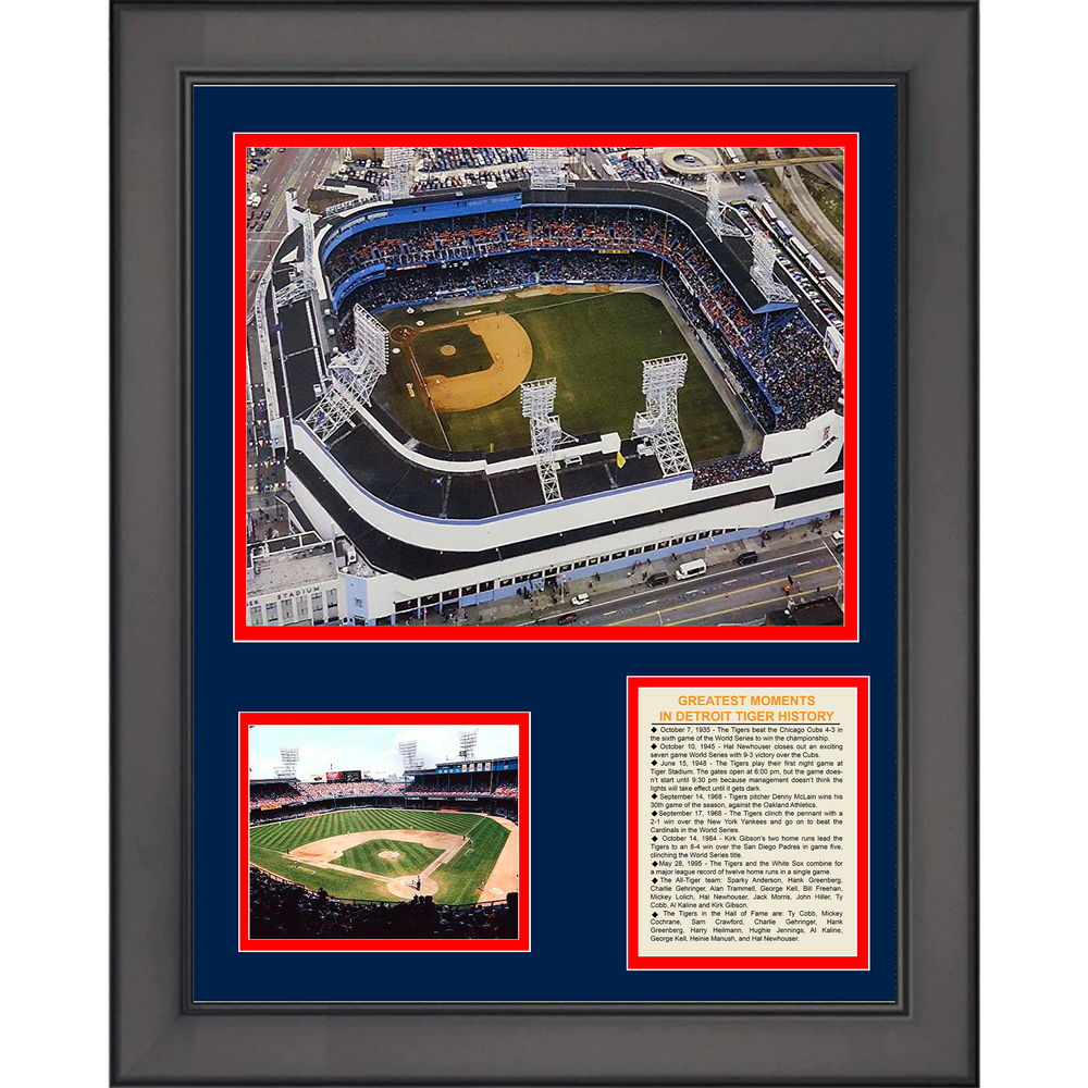 Framed  Detroit Tigers Stadium Ballpark 11"x14" Baseball Three Photo Collage (ONLINE ORDER ONLY)