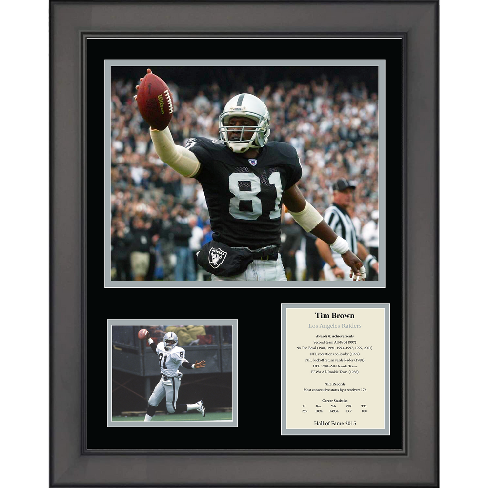 Framed Tim Brown Hall of Fame Oakland Los Angeles Raiders 11"x14" Football Three Photo Collage (ONLINE ORDER ONLY)