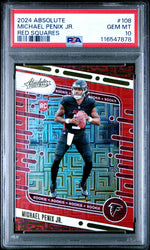 Graded 2024 Panini Absolute Michael Penix Jr #108 Red Squares Rookie RC Football Card PSA 10 Gem Mint (ONLINE ORDER ONLY)
