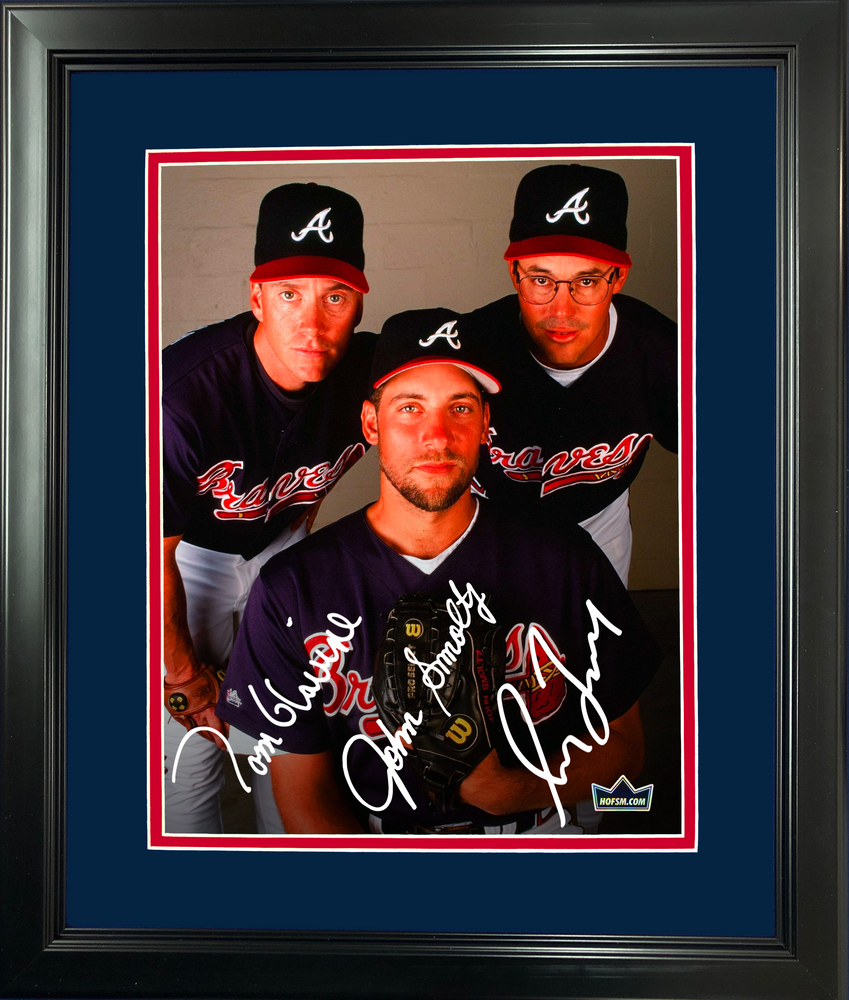 Framed Tom Glavine John Smoltz Greg Maddux Facsimile Laser Engraved Signature Auto Atlanta Braves 11"x14" Baseball Photo HOFSM Holo (ONLINE ORDER ONLY)