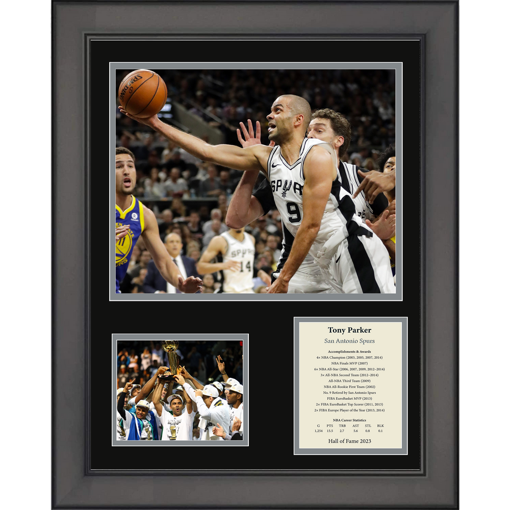 Framed Tony Parker Hall of Fame San Antonio Spurs Basketball 11"x14" Three Photo Collage (ONLINE ORDER ONLY)