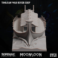 3D Printed Sordane Publishing Toojian Wad River Ship Moonsoon28 32mm D&D (Online Only)