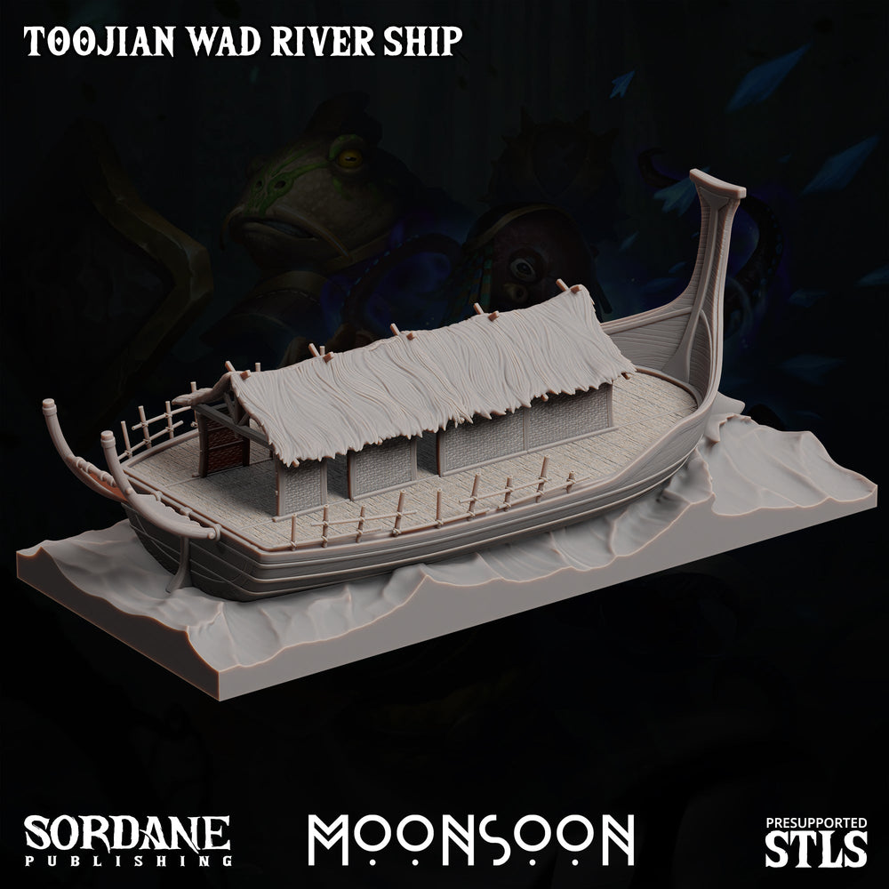 3D Printed Sordane Publishing Toojian Wad River Ship Moonsoon28 32mm D&D (Online Only)
