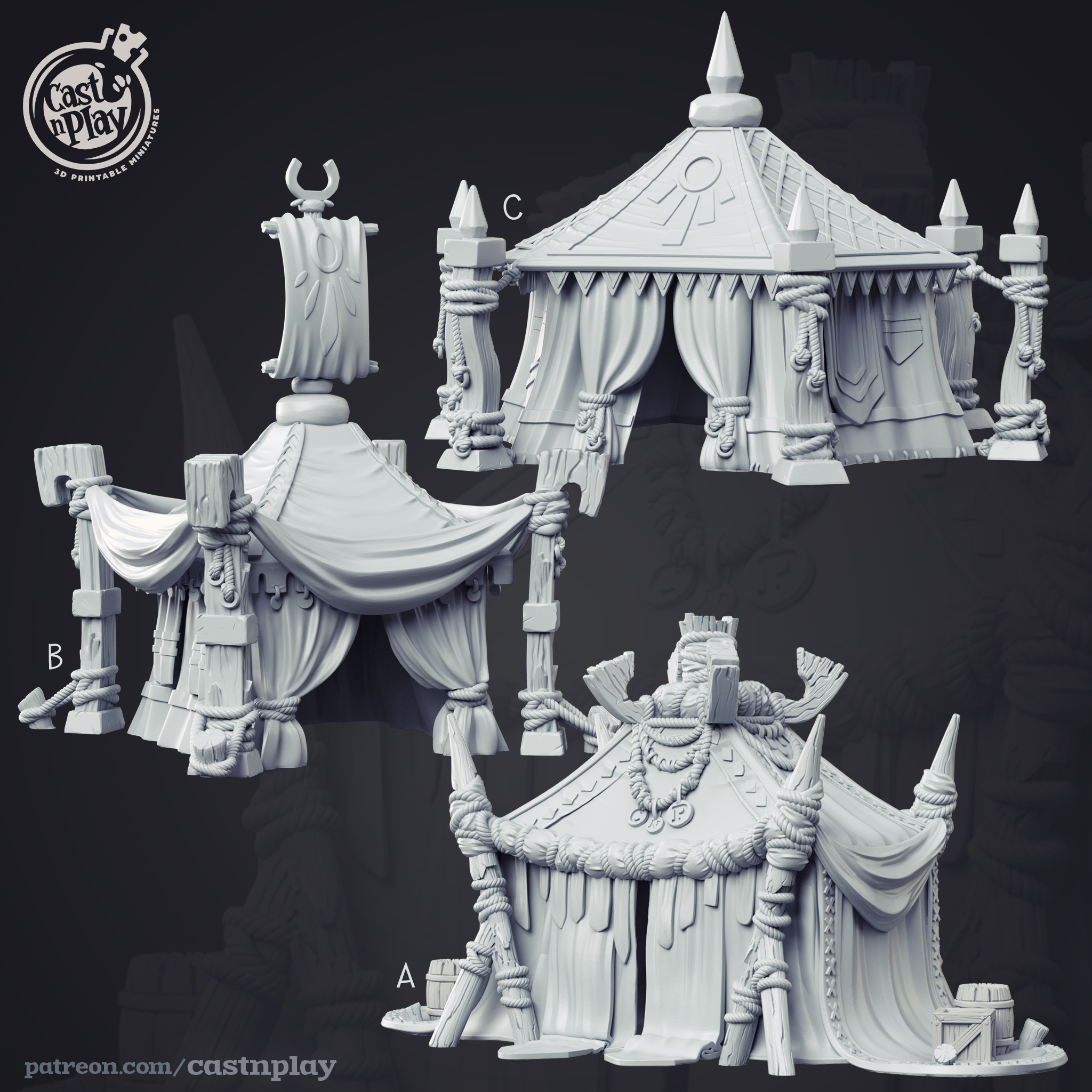 3D Printed Cast n Play - Tournament Tents 28mm 32mm D&D (Online Only)
