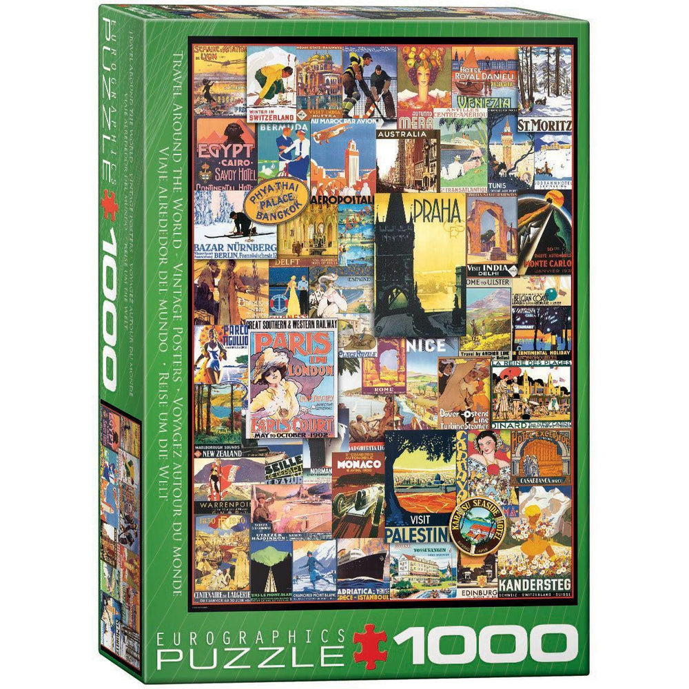 Travel Around the World Vintage Posters 1000 Piece Jigsaw Puzzle Eurographics (ONLINE ORDER ONLY)