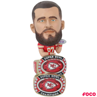 Kansas City Chiefs Super Bowl LVIII Champions Double Ring Base Bighead Bobblehead (ONLINE ORDER ONLY)