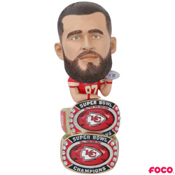 Kansas City Chiefs Super Bowl LVIII Champions Double Ring Base Bighead Bobblehead (ONLINE ORDER ONLY)