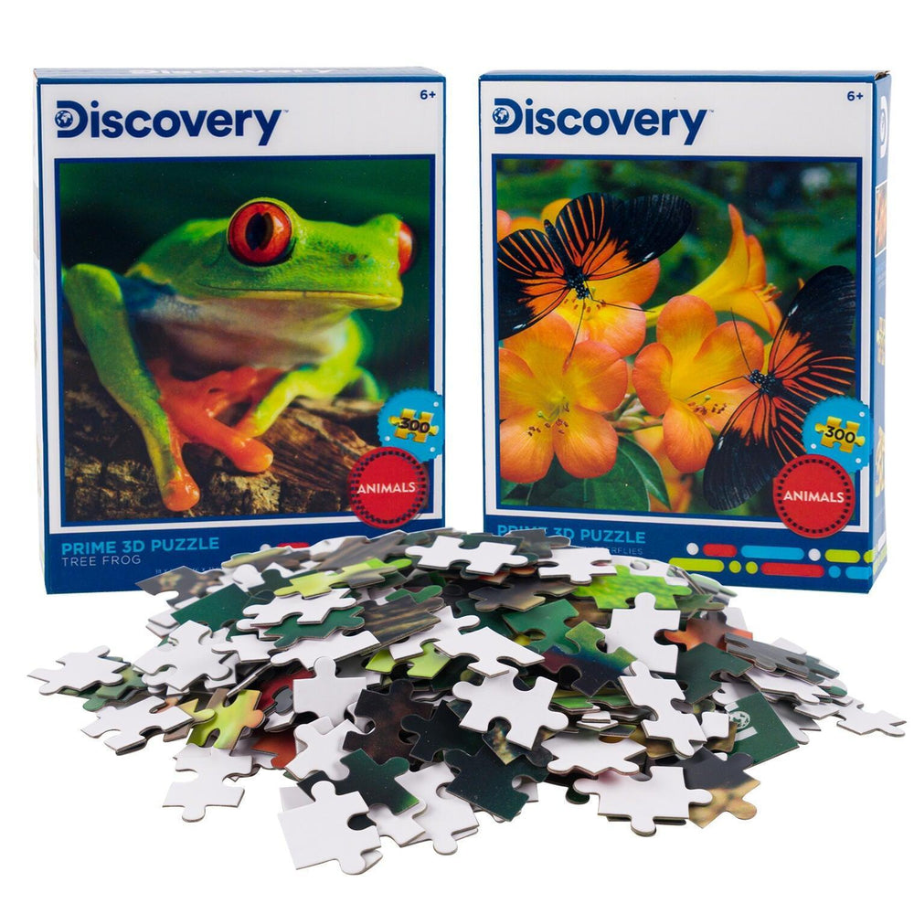 Tree Frog & Butterflies Set of 2 300 Piece Lenticular Jigsaw Puzzles Prime 3D (ONLINE ORDER ONLY)