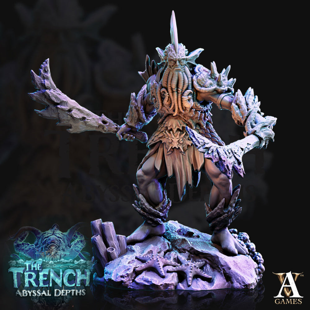 3D Printed Archvillain Games Triton Tribe Leaders The Trench Abyssal Depths 28 32mm D&D (Online Only)