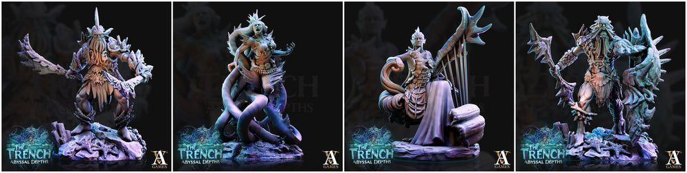3D Printed Archvillain Games Triton Tribe Leaders The Trench Abyssal Depths 28 32mm D&D (Online Only)