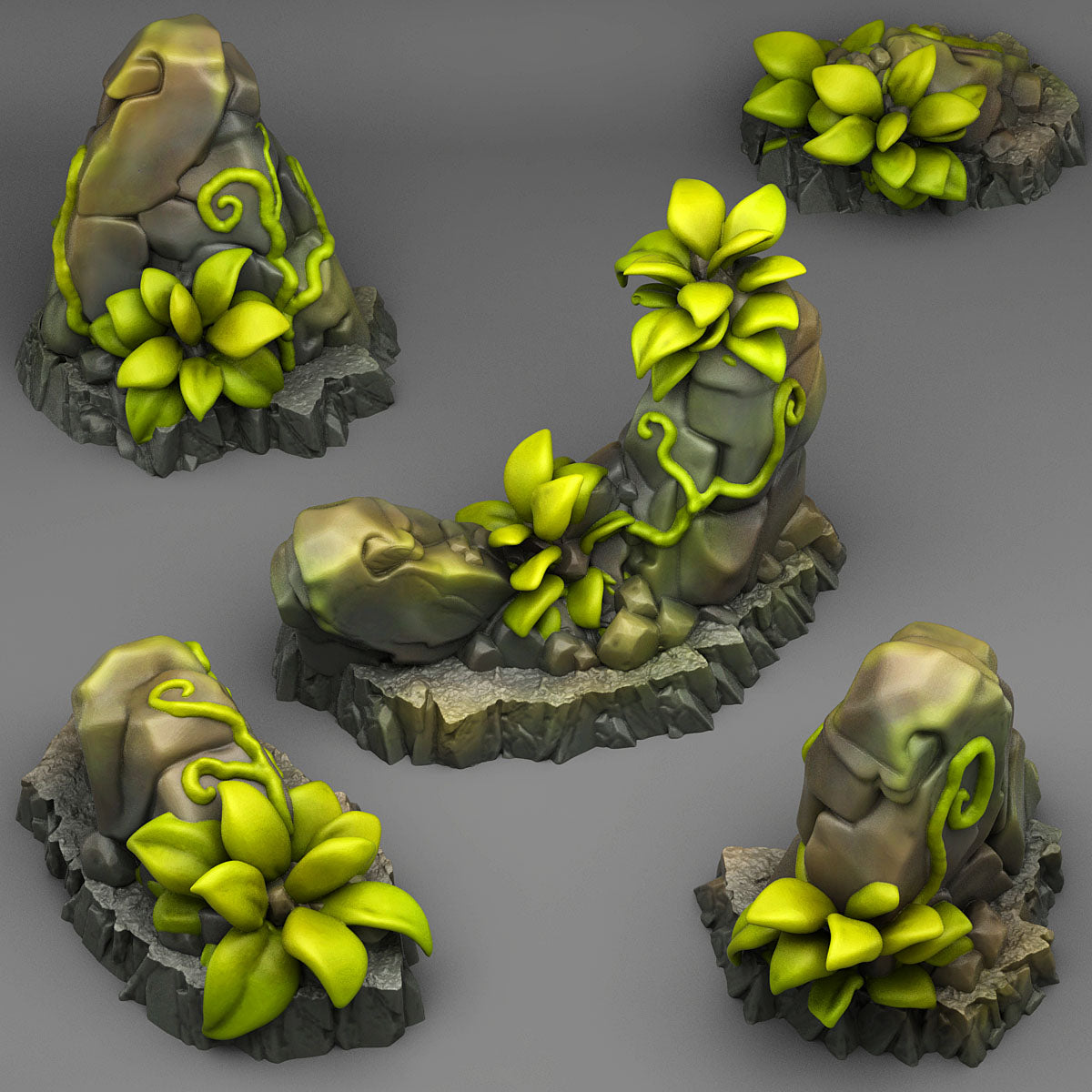 3D Printed Fantastic Plants and Rocks Tropical Rocks 28mm - 32mm D&D Wargaming (Online Only)