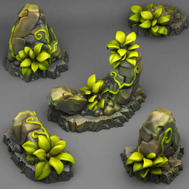 3D Printed Fantastic Plants and Rocks Tropical Rocks 28mm - 32mm D&D Wargaming (Online Only)