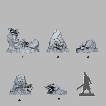 3D Printed Fantastic Plants and Rocks Tropical Rocks 28mm - 32mm D&D Wargaming (Online Only)