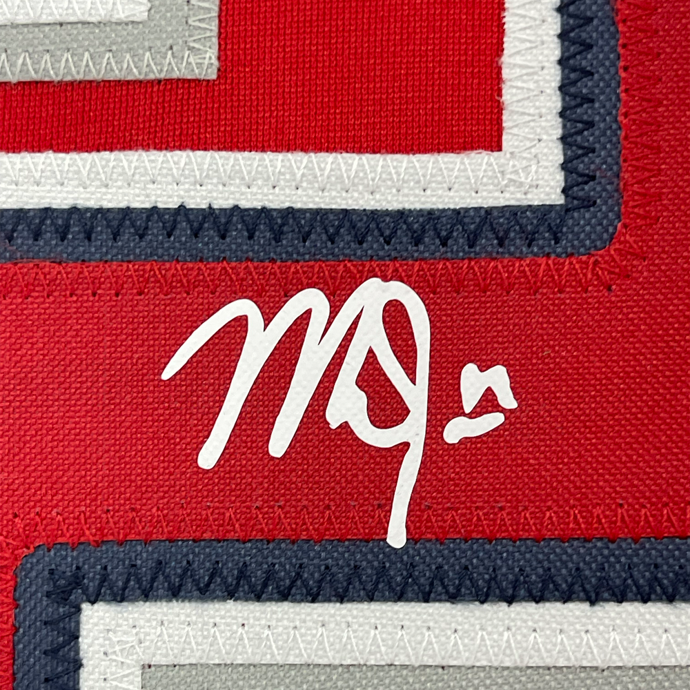 Framed Facsimile Autographed Mike Trout 35x39 Los Angeles LA Anaheim Red Reprint Laser Auto Baseball Jersey (ONLINE ORDER ONLY)