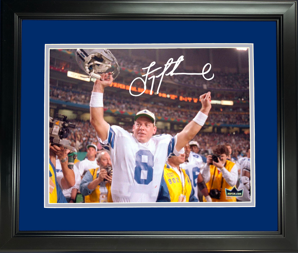 Framed Troy Aikman Dallas Cowboys Facsimile Laser Engraved Signature Auto 11"x14" Football Photo HOFSM Holo (ONLINE ORDER ONLY)