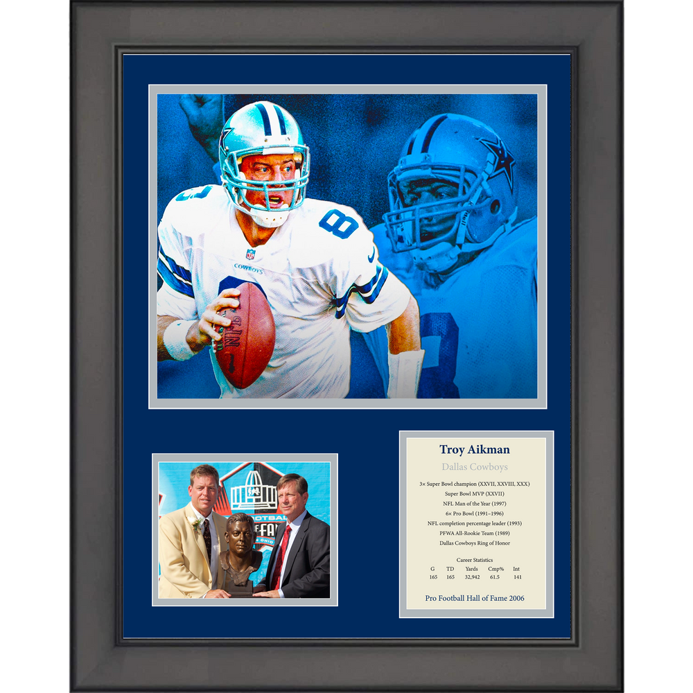 Framed Troy Aikman Hall of Fame Dallas Cowboys 11"x14" Football Three Photo Collage (ONLINE ORDER ONLY)