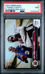 Graded 2024 Topps Now Lamine Yamal/Travis Scott #1 FC Barcelona Gold /50 Soccer Card PSA 9 Mint (ONLINE ORDER ONLY)