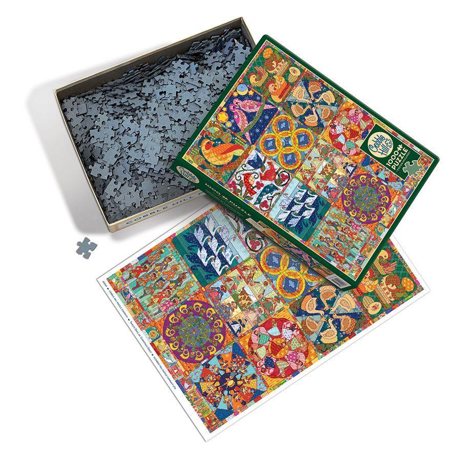 Twelve Days of Christmas Quilt 1000 Piece Jigsaw Puzzle Cobble Hill (ONLINE ORDER ONLY)
