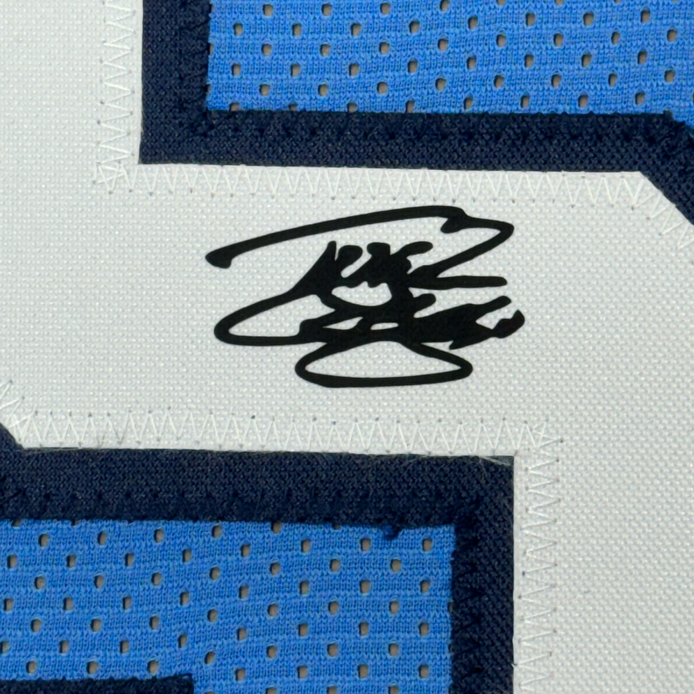 Framed Facsimile Autographed Tyler Hansbrough 35x39 UNC North Carolina Blue Reprint Laser Auto College Basketball Jersey (ONLINE ORDER ONLY)