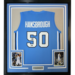Framed Facsimile Autographed Tyler Hansbrough 35x39 UNC North Carolina Blue Reprint Laser Auto College Basketball Jersey (ONLINE ORDER ONLY)