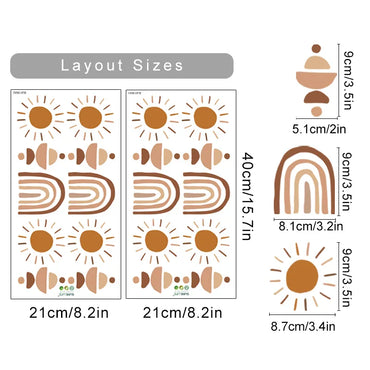 Boho Rainbow Sun Moon Nursery Wall Decals Vinyl Removable Kids Room Decor (ONLINE ORDER ONLY)