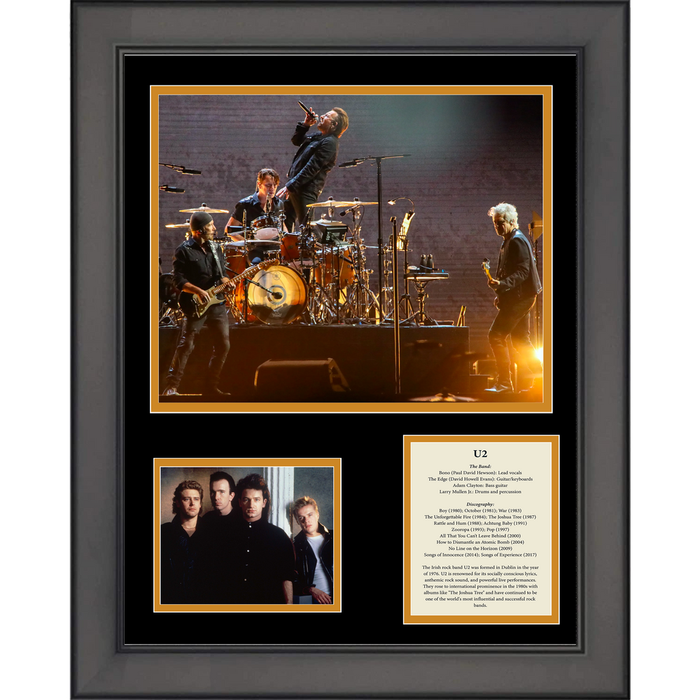 Framed U2 Band Members & Discography 11"x14" Music Three Photo Collage (ONLINE ORDER ONLY)