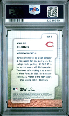 Graded 2024 Topps Bowman Draft Chase Burns #BDN8 Draft Night Rookie RC Baseball Card PSA 9 Mint (ONLINE ORDER ONLY)