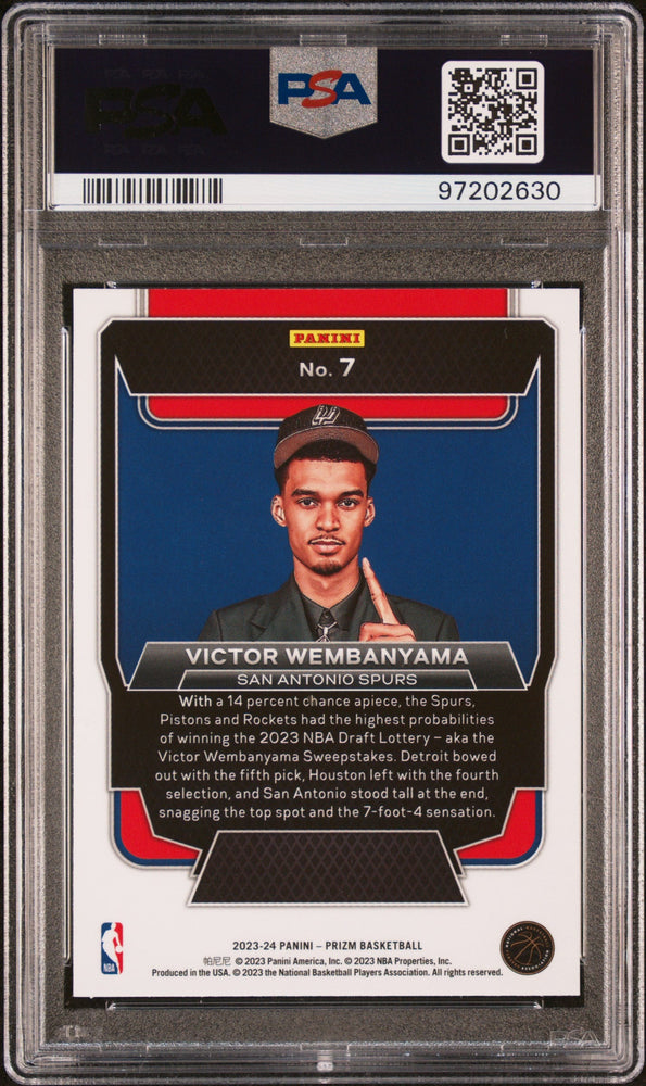 Graded 2023 Panini Prizm Victor Wembanyama #7 Luck of the Lottery Rookie RC Basketball Card PSA 10 Gem Mint (ONLINE ORDER ONLY)