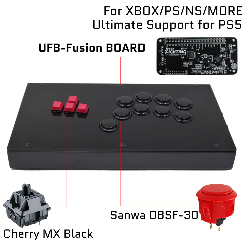 RAC-J802K Keyboard Button Leverless Arcade Game Controller for PC/PS/XBOX/SWITCH (Online Only)