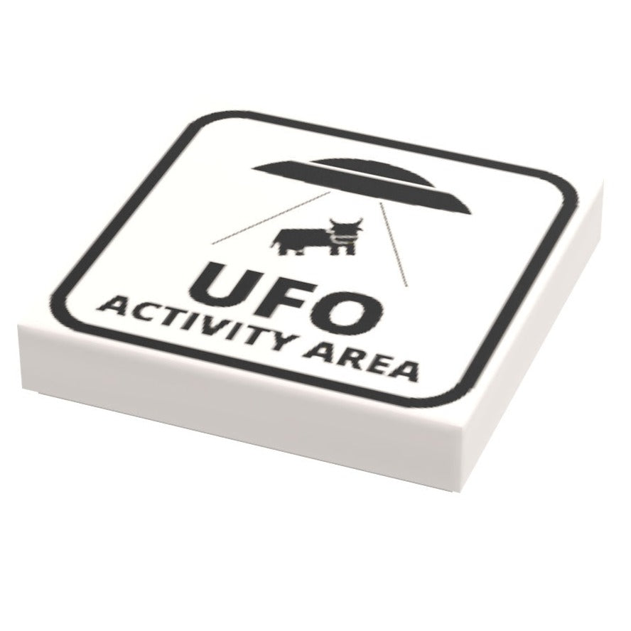 UFO Activity Area Sign (2x2 Tile, Minifig Scale) made using LEGO part (Online Order Only)