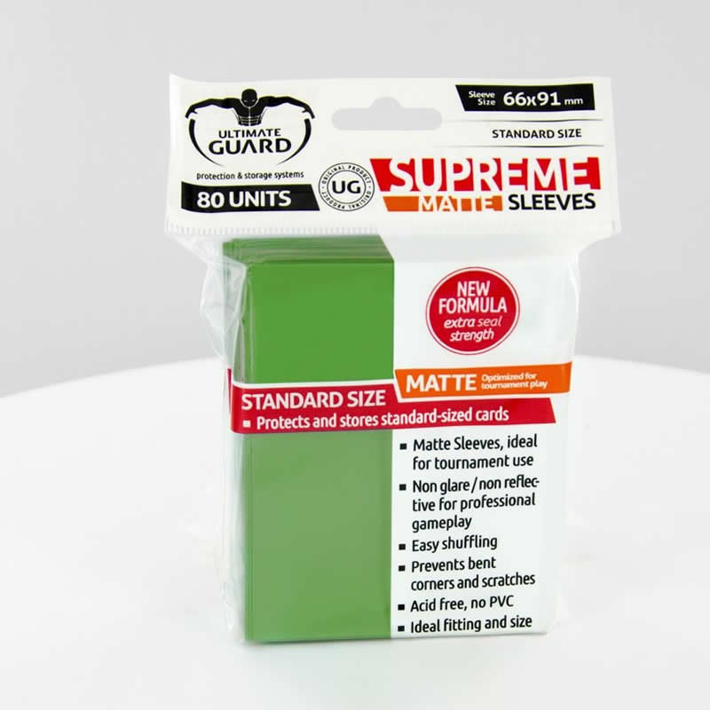 UGDDPR010015 Supreme Soft Sleeves Matte Green Pack of 80 Sleeves (ONLINE ORDER ONLY)