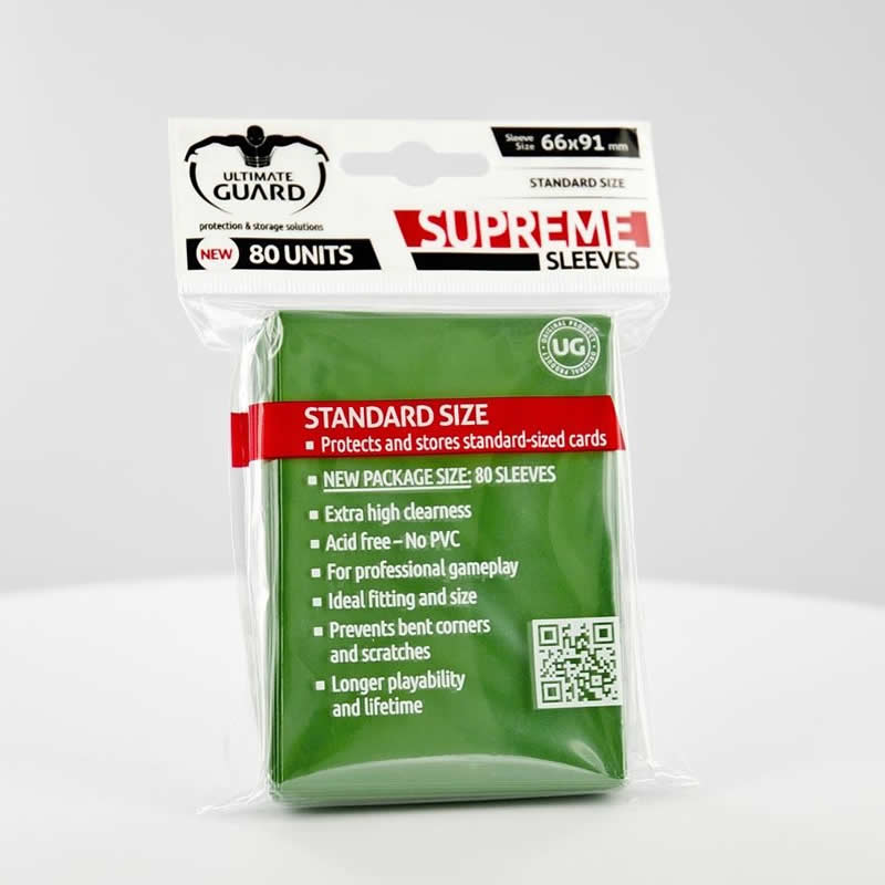UGDDPR010118 Supreme Soft Sleeves Green Pack of 80 Sleeves (ONLINE ORDER ONLY)