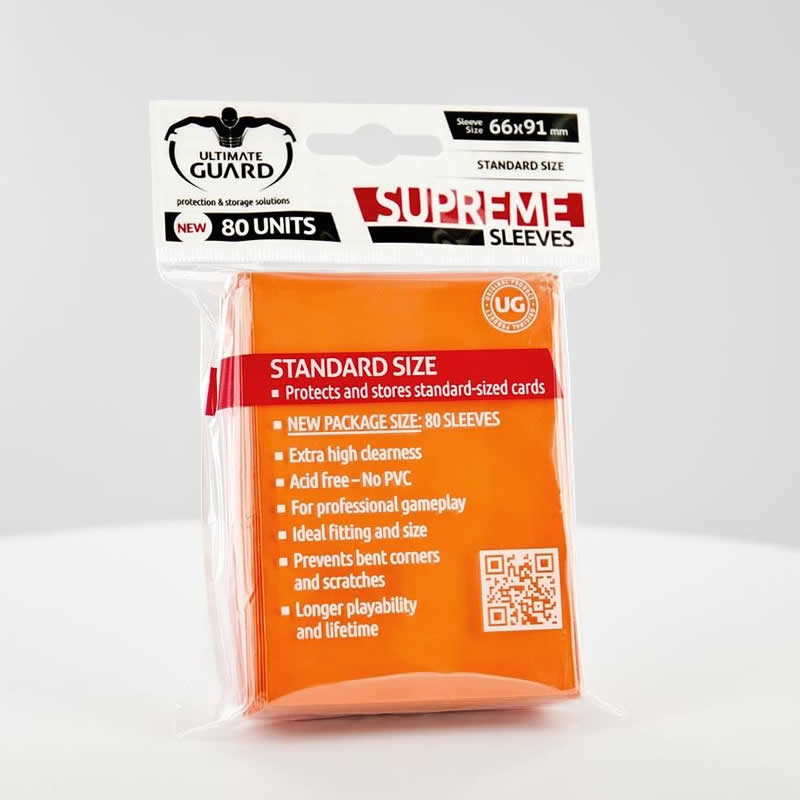 UGDDPR010120 Supreme Soft Sleeves Orange Pack of 80 Sleeves (ONLINE ORDER ONLY)