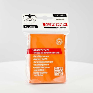 UGDDPS010068 Supreme Soft Japanese Size Sleeves Orange 62mm x 89mm Pack of 60 Sleeves (ONLINE ORDER ONLY)