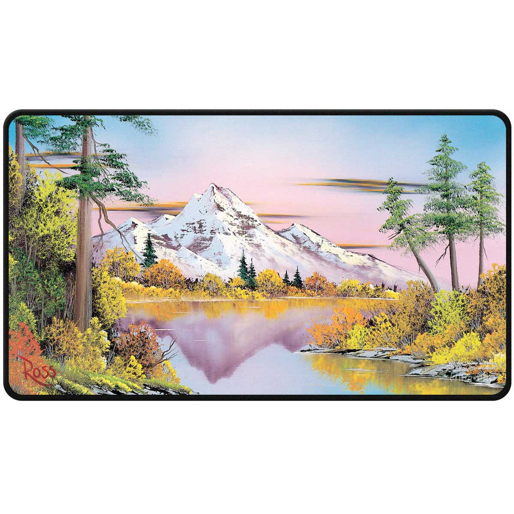 Ultra PRO: Black-Sitiched Playmat - Bob Ross (Mighty Mountain Lake) (Online Order Only)