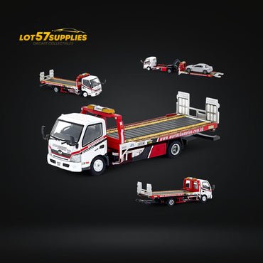 Unique Model Hino 300 Dutro Flatbed Flatbed Tow Truck in WORLD CHAMPION Livery 1:64 (ONLINE ORDER ONLY)