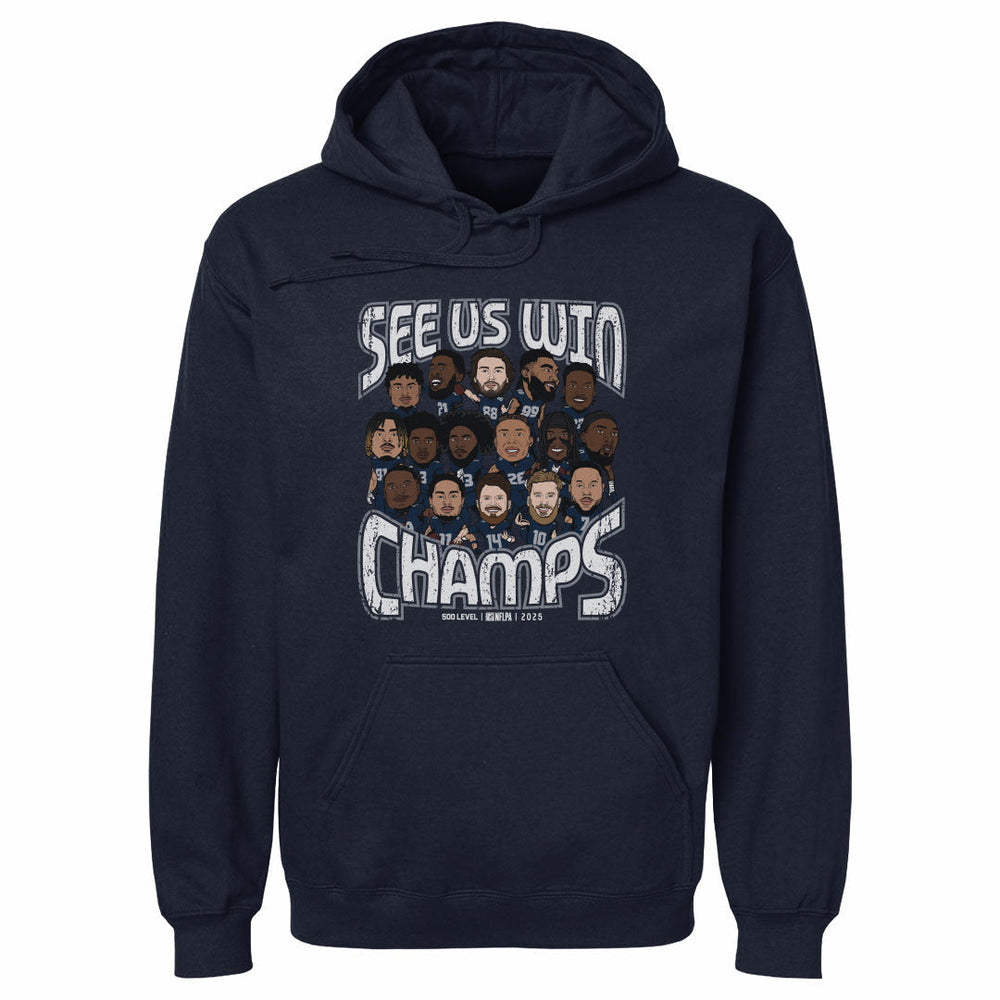 Seattle Football 2025 Champs Cartoon WHT (ONLINE ORDER ONLY)