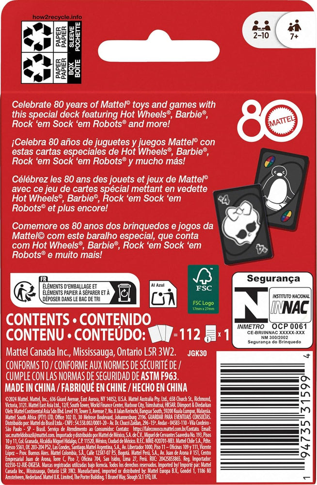 Mattel UNO 80th Ruby Red Card Game (ONLINE ORDER ONLY)